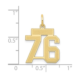 14k Yellow Gold Small Satin Number 76 Charm