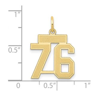 14k Yellow Gold Small Satin Number 76 Charm