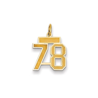 14k Yellow Gold Small Satin Number 78 Charm