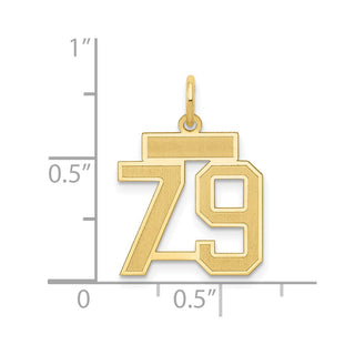 14k Yellow Gold Small Satin Number 79 Charm