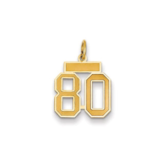 14k Yellow Gold Small Satin Number 80 Charm