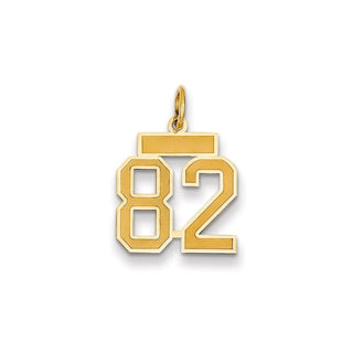 14k Yellow Gold Small Satin Number 82 Charm