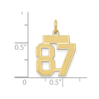 14k Yellow Gold Small Satin Number 87 Charm