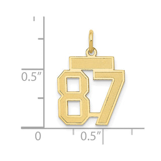 14k Yellow Gold Small Satin Number 87 Charm
