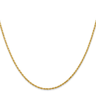 18" 14k Yellow Gold 1.3mm Solid Diamond-cut Machine-Made Rope Chain Necklace