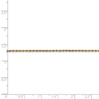 7" 14k Yellow Gold 1.3mm Solid Diamond-cut Machine-Made Rope Chain Bracelet
