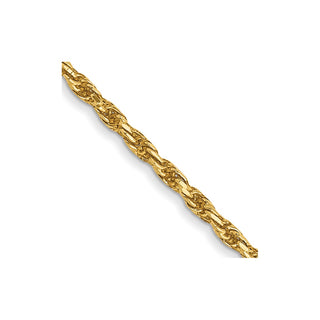 18" 14k Yellow Gold 1.3mm Solid Diamond-cut Machine-Made Rope Chain Necklace