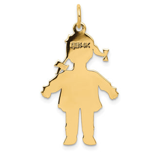 14k Yellow Gold Plain Polished Large Girl Charm