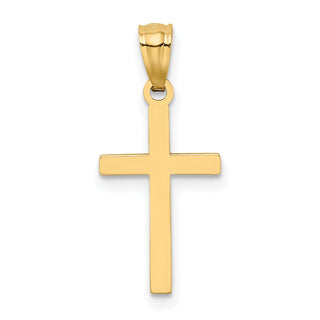14k Yellow Gold Satin and Diamond-Cut Cross Pendant M1344