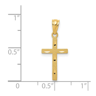 14k Yellow Gold Satin and Diamond-Cut Cross Pendant M1344