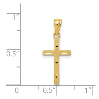 14k Yellow Gold Satin and Diamond-Cut Cross Pendant M1344