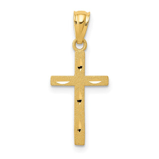 14k Yellow Gold Satin and Diamond-Cut Cross Pendant M1344