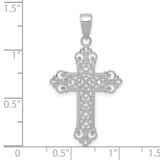 14k White Gold Delicate Fleur De Lis Cross Pendant