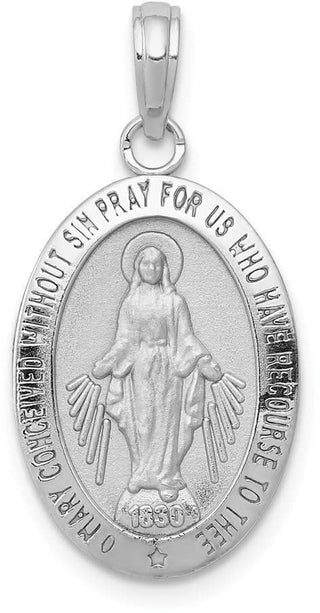 14k White Gold Miraculous Medal Pendant M1432W
