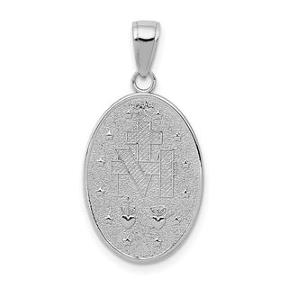14k White Gold White Miraculous Medal Pendant