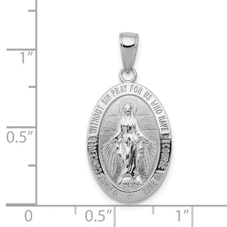 14k White Gold White Miraculous Medal Pendant