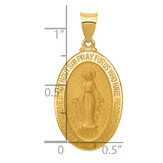 14k Yellow Gold Miraculous Medal Oval Pendant
