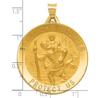 14k Yellow Gold St. Christopher Medal Pendant - 43 x 33mm, Polished, Satin & Engravable
