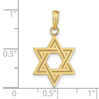 14k Yellow Gold Solid Satin Star Of David Pendant M1594