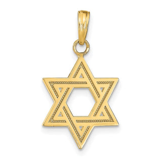 14k Yellow Gold Solid Satin Star Of David Pendant M1594