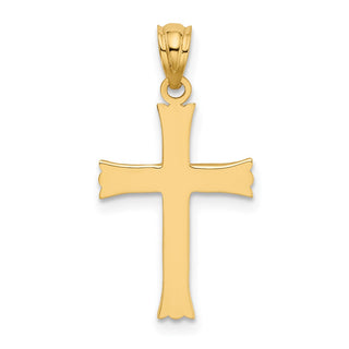14k Yellow Gold Satin Cross Pendant