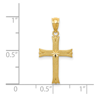 14k Yellow Gold Satin Cross Pendant