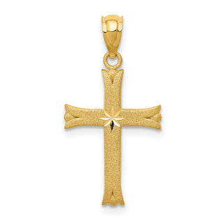 14k Yellow Gold Satin Cross Pendant