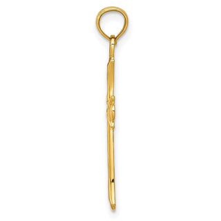 14k Yellow Gold Fleur De Lis Cross Pendant M1849