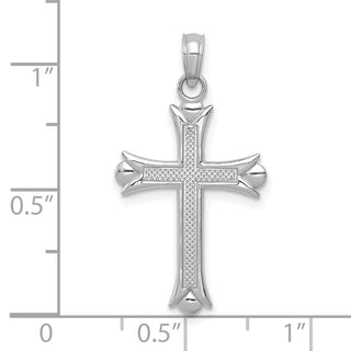 14k White Gold Fleur De Lis Cross Pendant