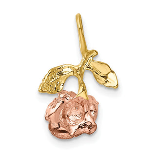 14K Yellow Gold w/White and Pink Rhodium-plating Rose Chain Slide Pendant