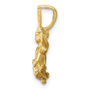 14k Yellow Gold Satin and Diamond-cut Angel Pendant M246