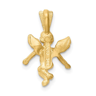 14k Yellow Gold Satin and Diamond-cut Angel Pendant M246