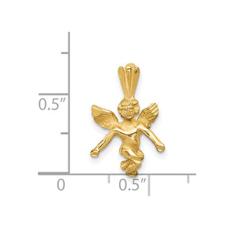 14k Yellow Gold Satin and Diamond-cut Angel Pendant M246