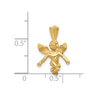 14k Yellow Gold Satin and Diamond-cut Angel Pendant M246