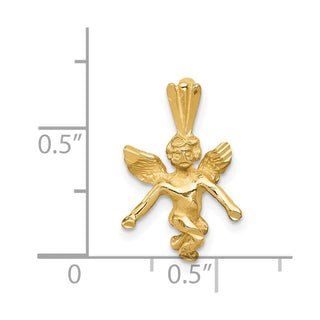 14k Yellow Gold Satin and Diamond-cut Angel Pendant M246