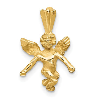 14k Yellow Gold Satin and Diamond-cut Angel Pendant M246