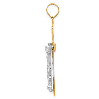 14k Yellow and White Gold Inri Latin Crucifix Pendant M2595