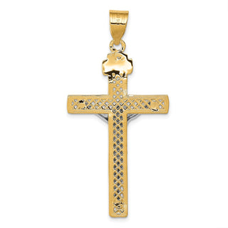 14k Yellow and White Gold Inri Latin Crucifix Pendant M2595
