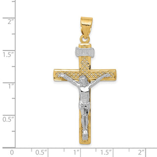 14k Yellow and White Gold Inri Latin Crucifix Pendant M2595