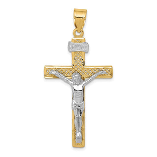 14k Yellow and White Gold Inri Latin Crucifix Pendant M2595
