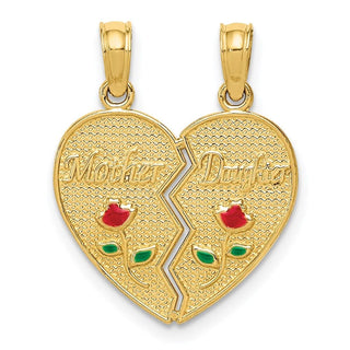 14k Yellow Gold Enameled MOTHER - DAUGHTER Break-apart Pendant