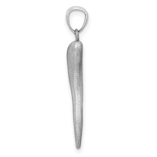 14k White Gold Solid Diamond-Cut Italian Horn Pendant