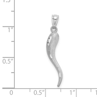 14k White Gold Solid Diamond-Cut Italian Horn Pendant
