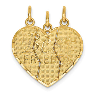 14k Yellow Gold 3 piece Break-apart BEST FRIENDS Charm