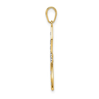 14k Yellow Gold and White Rhodium Diamond-cut Filigree Dragonfly Pendant