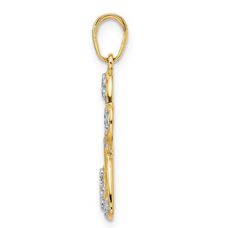14k Yellow Gold and White Rhodium Diamond-cut Dragonfly Pendant M2913