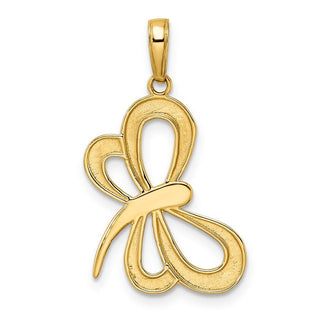 14k Yellow Gold and White Rhodium Diamond-cut Dragonfly Pendant M2913
