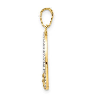 14k Yellow Gold and White Rhodium Diamond-cut Puppy in Heart Pendant
