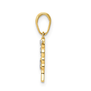 14k Yellow Gold and White Rhodium Diamond-cut Tree of Life Pendant M2951