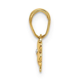 14k Yellow Gold and White Rhodium Diamond-cut 4 Leaf Clover Pendant